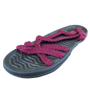 Megnya‎  Women Strappy Sandal Shoes Red Fabric Size 10 Medium